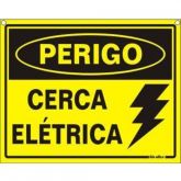 Placa de Advertencia - Perigo Cerca Elétrica com 10 unidades